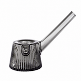 Charcoal NWTN Home Deco borosilicate glass hand pipe with fluted body and angled mouthpiece