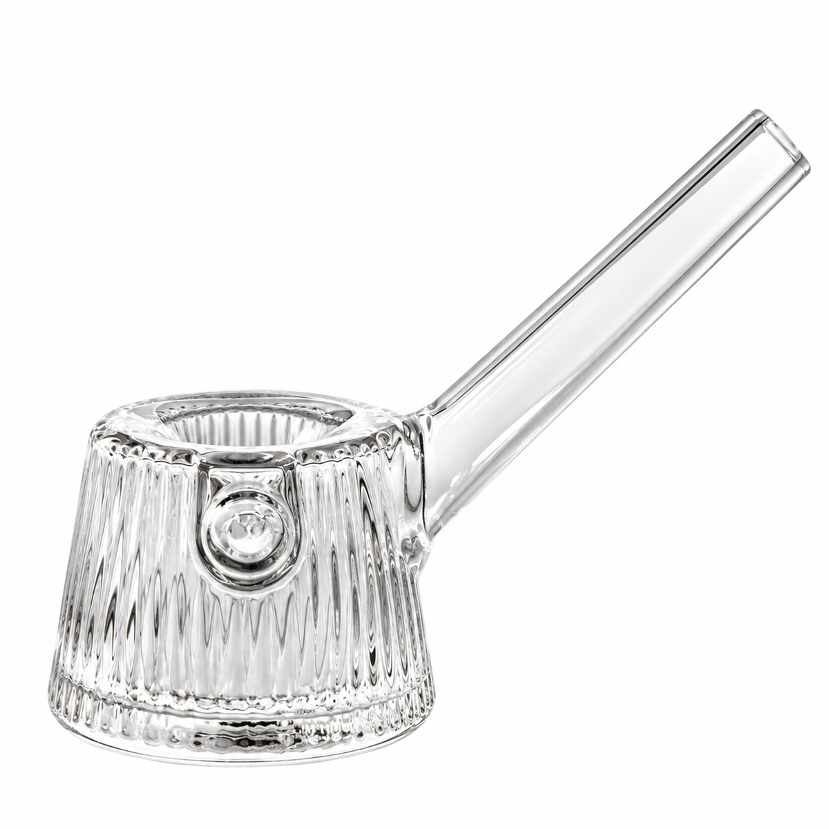 Clear NWTN Home Deco borosilicate glass hand pipe with vintage fluting and angled glass stem