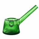 Emerald NWTN Home Deco glass hand pipe with vivid green fluted body, side carb and angled stem