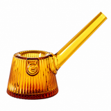 Honeycomb NWTN Home Deco glass hand pipe with golden fluted body, deep bowl and angled stem