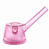 Petal NWTN Home Deco glass hand pipe with pink fluted body, integrated bowl and angled stem