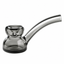 Smoke-gray Vesper glass hand pipe with a deep bowl, side carb, thick base and curved borosilicate mouthpiece