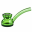 Emerald Vesper glass hand pipe with a thick rounded chamber, deep bowl, side carb and curved mouthpiece