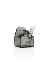 Smoke grey GRAV milk carton glass bubbler with clear 10 mm bowl and angled spout