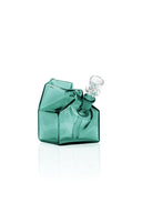 Lake green GRAV milk carton glass bubbler showing compact body and built-in downstem
