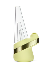 Puffco Peak Zest e-rig right side showing chartreuse-style body and clear glass attachment