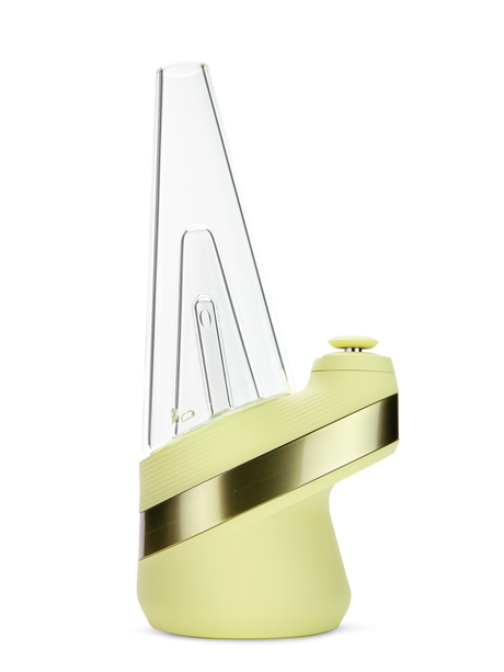 Puffco Peak Zest e-rig right side showing chartreuse-style body and clear glass attachment