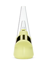 Puffco Peak Zest smart e-rig front view with curved base, glass attachment, and metallic band