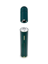 Puffco Pivot Pine shown with cap removed to reveal the quick-release 3D chamber and contacts on the device.