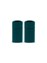 Two Puffco New Peak Pivot mouthpieces in Pine green, oval slot tips shown upright side by side; replacement 2-pack accessory.