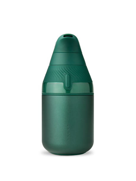 Front view of Pine Puffco Proxy Core vaporizer powered off with compact green body