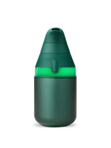 Pine Puffco Proxy Core vaporizer powered on with glowing green light band and matte body