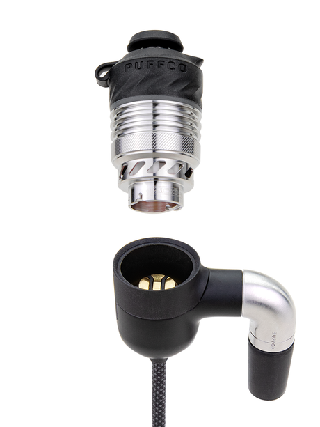 Peak Pro Link connector and Peak Pro base separated, exploded view showing how the adapter installs