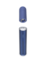 Puffco Pivot Sapphire dab pen with quick-release 3D Chamber separated from the blue base