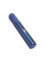Puffco Pivot Sapphire dab pen angled front view showing blue finish and illuminated light bar