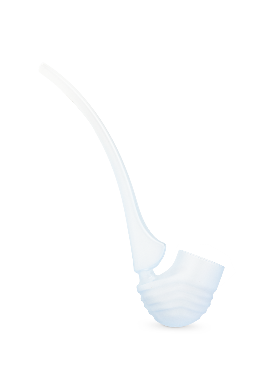 Right-side profile of Haze Puffco New Proxy Wizard glass attachment, long arched stem and ribbed bowl ready to accept the Puffco Proxy base.