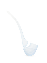 Right-side profile of Haze Puffco New Proxy Wizard glass attachment, long arched stem and ribbed bowl ready to accept the Puffco Proxy base.