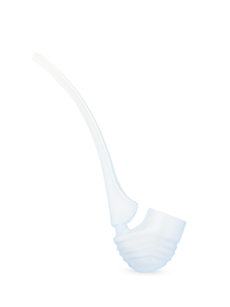 Right-side profile of Haze Puffco New Proxy Wizard glass attachment, long arched stem and ribbed bowl ready to accept the Puffco Proxy base.