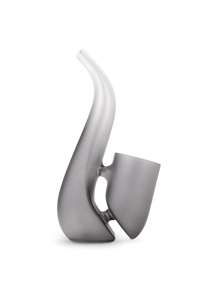 Onyx Puffco New Proxy Bub water attachment right profile, tall curved neck and sturdy frosted base for stable tabletop hits.