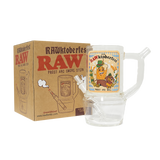 RAWktoberfest Prost and Smoke glass stein beside box with cone adapter and printed front artwork