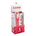 CAMO Strawberry natural leaf wraps display with pink fruit branding and 25 resealable pouches