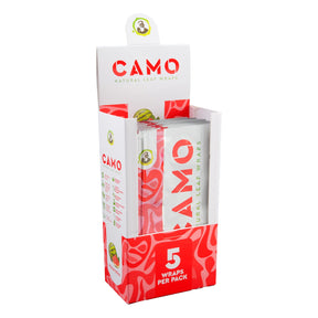 CAMO Watermelon natural leaf wraps display with green fruit graphics and 25 pouch packaging