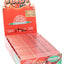 Juicy Jay’s Strawberry 1¼ flavored rolling papers display box, vivid red packaging with open display of booklets.