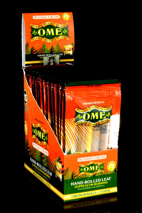 OME Palm Leaf Organic Pre-Rolls Display – 3 Medium Rolls/Pack – 15 Packs
