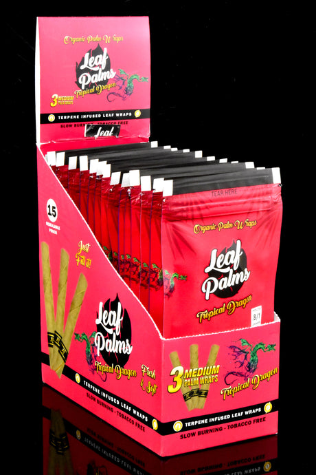 OME Palm Leaf Organic Pre-Rolls Display – 3 Medium Rolls/Pack – 15 Packs