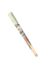 Single Empire Rolling Benny money-print pre-rolled cone showing filter tip and detailed hundred-dollar design on white background.