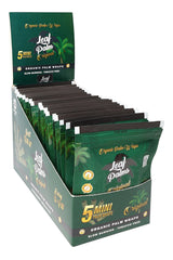 Retail display of Leaf Palms mini palm leaf pre-rolls, Original flavor; 20 pouches with 5 slow-burning minis per pouch.