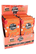 Leaf Palms “Rose Palms” Red Velvet display box; pink-orange pouches of rose petal wraps, three slim rolls per pouch, slow-burning.