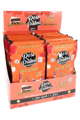 Leaf Palms “Rose Palms” Red Velvet display box; pink-orange pouches of rose petal wraps, three slim rolls per pouch, slow-burning.