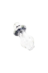 Clear glass Martian Puffco Peak Pro ball cap with UFO-style rim and tiny alien in the dome, shown on white background.