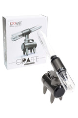 Gunmetal Lookah Giraffe electric dab straw with glass mouthpiece, large battery screen, and angled quartz Type 5 tip.