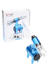 Blue Lookah Giraffe electric dab straw beside retail box, quartz tip with magnetic cap and sturdy base.
