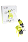 Neon green Lookah Giraffe electric dab straw, self-standing body with four legs and removable magnetic tip cap.