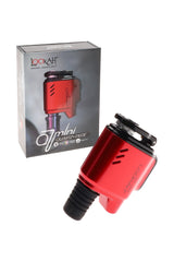 Red Lookah Q7 Mini e-nail banger beside box art, compact torchless dab solution for water pipes, 710-thread coil.