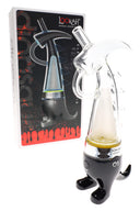 Black Lookah Dinosaur e-rig with digital screen and haptic feedback, photographed next to packaging.