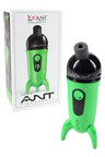 Green Lookah ANT wax vaporizer shown with box, quartz 710 coil compatibility and one-button control featured.