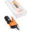 Orange Lookah Seahorse King portable dab straw beside packaging, glass mouthpiece visible, magnetic cap attached.