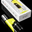 Yellow Lookah Seahorse King dab straw on black background with glass mouthpiece and magnetic cover by retail box.