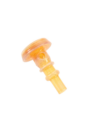 US-made glass Puffco joystick in Sunrise amber, compact directional control accessory for concentrates with smooth rounded cap design.