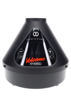 Volcano Hybrid vaporizer in Onyx Black finish, close-up front view showing digital touch controls for heat and air.