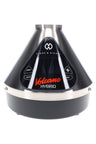 Volcano Hybrid vaporizer in stainless finish, straight-on view highlighting the sleek cone body and illuminated touchscreen.