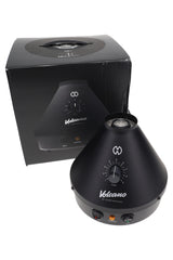 Storz & Bickel Volcano Classic vaporizer in Onyx Black with retail box, analog temperature dial and balloon outlet visible on top.
