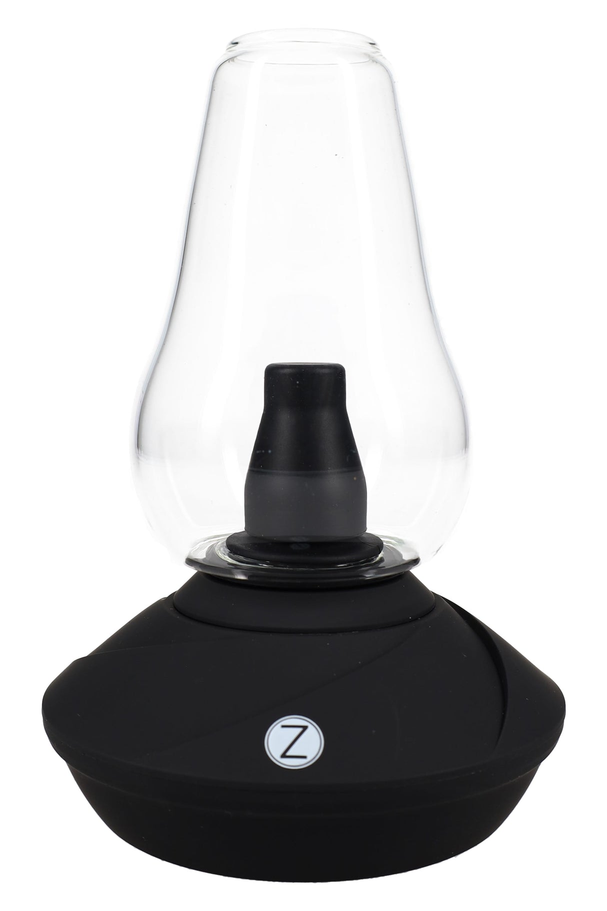 Zenco Uno desktop vaporizer in matte Onyx finish with clear glass cup and black diffuser for auto-fill vapor sessions.