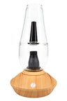 Zenco Flow desktop vaporizer in wood finish with clear water glass, black mouthpiece, and auto-fill cup design centered on the base.