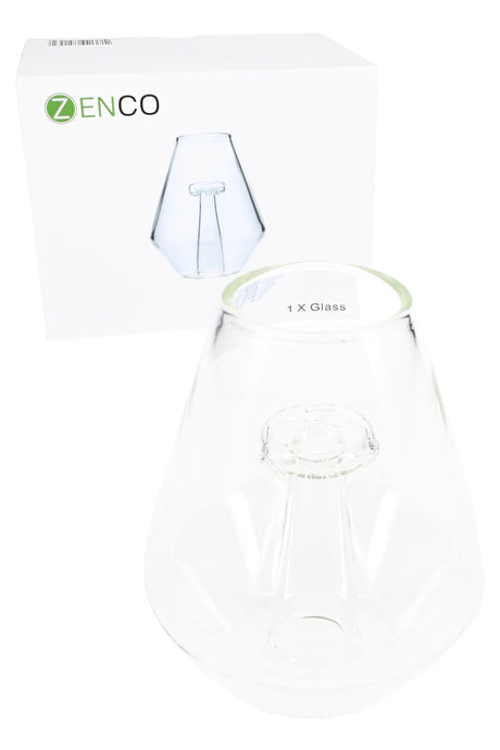 Zenco Fusion replacement glass dome displayed with retail box, clear tapered design with inner post, single-piece OEM accessory.