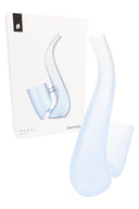 Haze Puffco New Proxy Bub glass water attachment with packaging, light blue frosted bubbler and upright ergonomic profile.